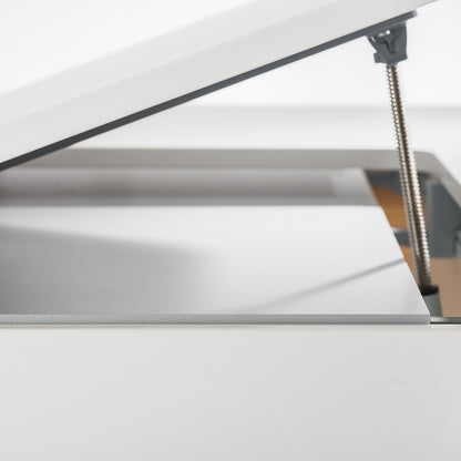moll Champion Desk - Center Up, Closeup of Tilting Mechanism