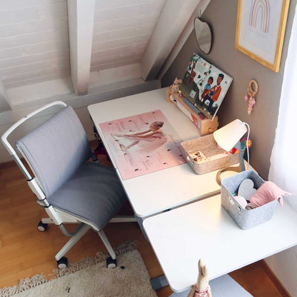 Desk setup with Ballerina blotting pad.