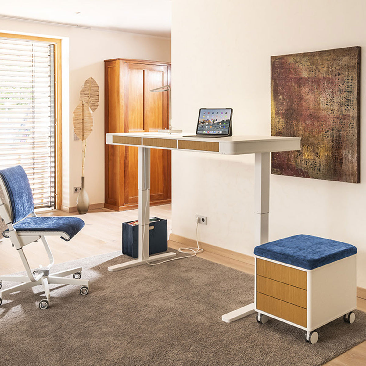 moll T6 Desk in Oak - in a room