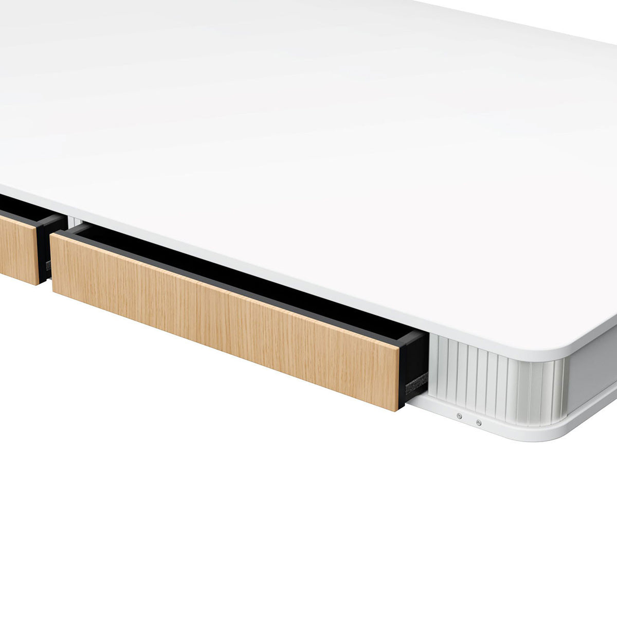 moll T6 Desk in Oak - close up of drawer