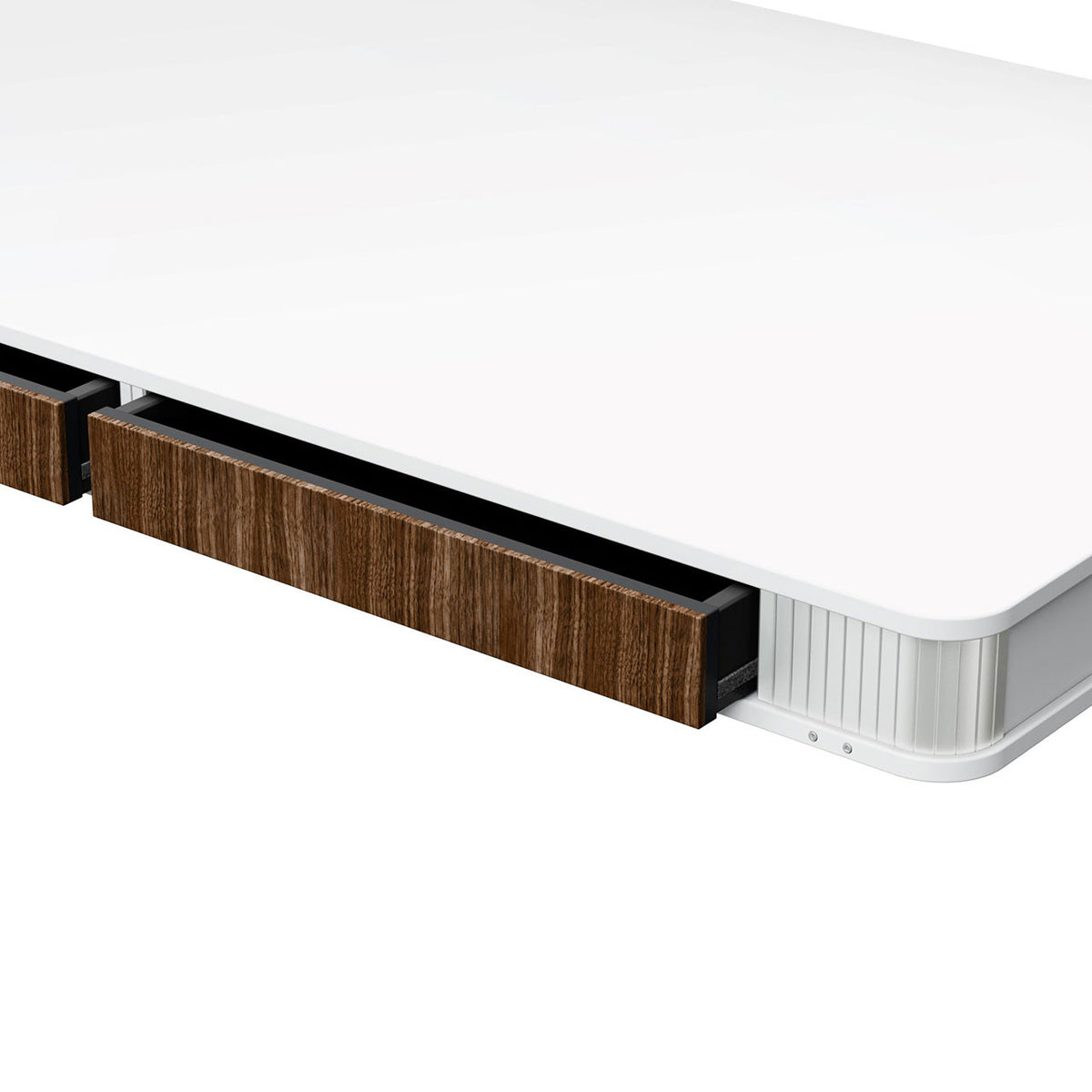 moll T6 Desk in Walnut - close up of drawer